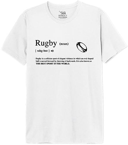 Republic of California « Definition Rugby » MEREPCZTS130 T-Shirt Homme, Blanc, Taille 3XL