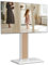 FITUEYES TV Floor Stand for 32-65 inch, Universal Swivel TV Stand, TV Stand with Concealed Storage,Holds 40kgs, Double Column, White & Oak