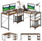 COSTWAY Schreibtisch L-Form, reversibler Eckschreibtisch mit 4 Ablagen, Ecktisch mit 3 Kabellöchern, Gaming Computertisch Bürotisch für Home Office, 151 x 151 x 75 cm, Rustikales Braun