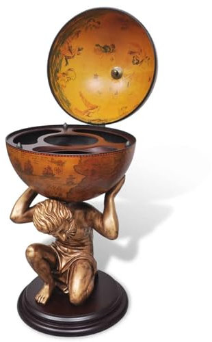 Tidyard Globus-Bar Atlas Globusbar Bartisch Hausbar Barwagen Weltkugel Mit 4 Fächern Minibar Weinregal Cocktailbar Dekobar Wein Tischbar 42 x 42 x 85 cm (L x B x H) für Küche Wohnzimmer Esszimmer