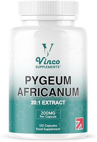 Vinco Pygeum Africanum 4,000mg Equivalent - 200mg of 20:1 Extract - 120 High Strength Capsules - 13% phytosterols - Prostrate Health Supplement - Non-GMO & Gluten Free – Made in UK