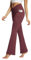 baleaf Damen Yogahose mit Taschen Schlaghose Stoff Flare Leggings Bauchkontrolle Sporthose Stretch Hohe Taille Rot 32 L