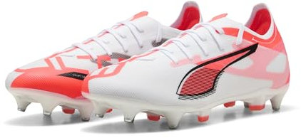 PUMA Ultra 5 Match Mxsg, Soccer Shoe Unisex - Adulto, Puma White Puma Black Glowing Red, 43 EU