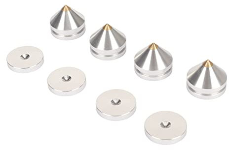 4PCS Speaker Isolation Feet Pad Shock Absorption Amplifier Spike Isolation Feet Mat for Turntable Subwoofer Speaker Amps (Silver)