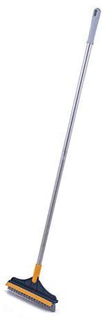 Brosse à Récurer 2 en 1 avec Manche Long, Brosse à Coulis, Mise à Niveau, Raclage, Poils Rigides, Brosse de Nettoyage avec Raclette, Brosse Rotative à 120 ° pour Le Nettoyage de