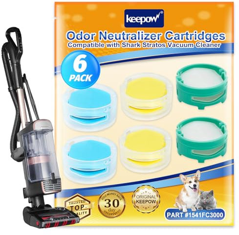 KEEPOW 6 Pack Anti Odour Cartridge for Shark,Original+Bluebell+Lemon, Odor Neutralizer Cartridge for Shark Stratos HZ3000UKT, IZ400UK, IZ400UKT, IZ420UKT,Vacuum Replacement