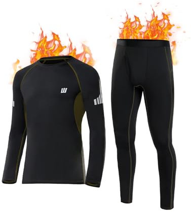 SIMIYA Thermounterwäsche Herren Skiunterwäsche Funktionsunterwäsche Ski Unterwäsche Thermowäsche Thermal Underwear Men Winter Unterwäsche Männer(Schwarz-01,XL)