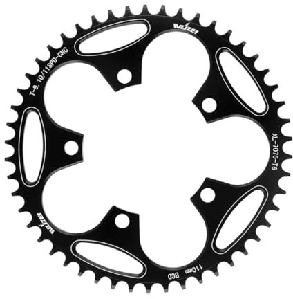 QQY 110/130 BCD Bike Schmales breites Kettenblatt 36/38/40/42/44/46/48/50/52/54/56/58/60T 5 Schrauben rund schmal breit Fahrrad Kettenblatt für 9/10/11-Gang Rennrad MTB (42T, 110BCD)