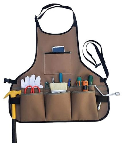 Delantal de Trabajo de Lona,Duradero Delantal para Herramientas Organizadas Hombre y Mujer,Ajustable de Tela con Bolsillos Multifunción para Carpinteros,para Carpintero Jardín Pintor Barrista Apto