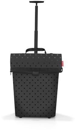 reisenthel Trolley M Glossy dots Black – Tragbarer Einkaufstrolley mit stabilem Aluminiumrahmen – Aus wasserabweisendem Material