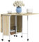HOMCOM Klapptisch für Esszimmer, Küchentisch, zusammenklappbar, mit Rollen, klappbaren Flügeln, für Wohnzimmer, 130 x 80 x 74 cm, Naturholz