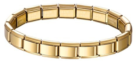 JewelryWe Pulsera con Dijes Italianos： Oro Pulsera de Cadena de Acero Inoxidable con Dije Modular Extraíble - Para Uso Diario Colecciones Regalo