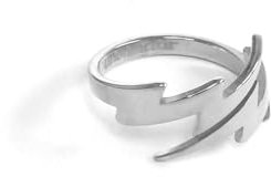 UNSHINEBAR Blitz Ring für Herren und Damen - Lightning Bolt Flash Ring aus Edelstahl und 18K Gold - Wasserfester Thunderbolt Siegelring (Silber, 7)