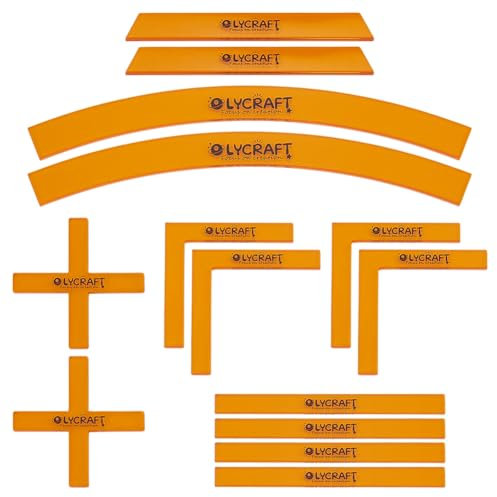 OLYCRAFT 14pcs/1 Set Deployment Zone Template Orange Acrylic Ruler Objective Makers Set Acrylic Rulers Measuring Widget Tool Objective Marker Gaming Accessory for Tabletop Wargames Templates Set