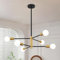 LWYTJO Sputnik Ceiling Light 6 Lights, Black and Gold Sputnik Chandeliers Ceiling Light, Modern Pendant Light Semi Flush Ceiling Lights for Living Room Dining Room Bedroom Hallway, Height Adjustable
