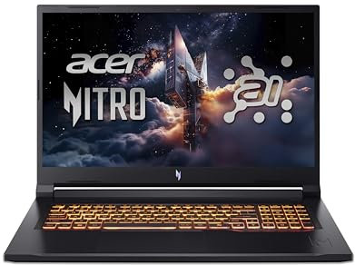 Acer Nitro V 17 AI (ANV17-41-R57S) Gaming Laptop 16 Tops, 17 WQHD IPS 165Hz Display, AMD Ryzen 7 260, 32 GB RAM, 1 TB SSD, NVIDIA GeForce RTX 5070, Windows 11, QWERTZ Tastatur, schwarz