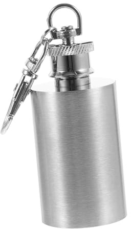 BESTYASH Edelstahlflasche Mini 38 Ml Mit SchlüSselanhäNger Kleiner Flachmann FüR Spirituosen Tragbare Runde Mini-Flasche FüR Alkohol ÖL Und Wasser