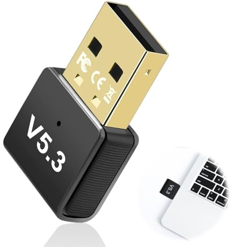 Latest Bluetooth 5.3 Adapter for PC Laptop Desktop, Plug & Play USB Dongle Wireless Transmitter, Connect Headphones, Speakers, Mouse, Keyboard, Printer,20M Range
