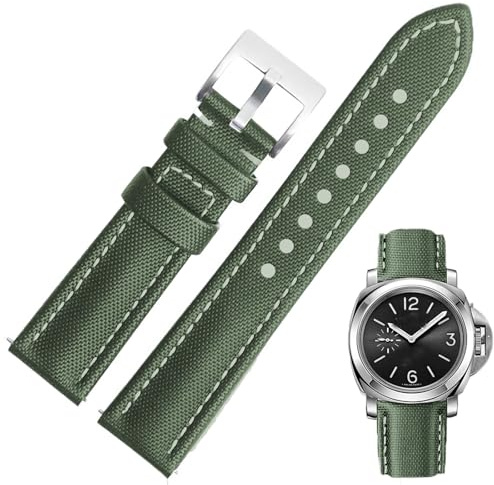Aoeiwv Nylon Leder Uhrenarmbänder mit Schnellverschluss Wasserdicht Widerstandsfähig Oxford Stoff Haltbare Nylon Lederarmband Echtleder Armband 18mm 19mm 20mm 21mm 22mm für Herren Damen