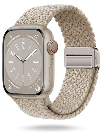 ONEFLOW Casual Loop Kompatibel mit Apple Watch SE 3 (44mm) Geflochtenes Armband Elastisch, Textil iWatch Armbänder Damen Herren, Sport Nylon Stoff Band Verschluss Magnetisch, Polarstern