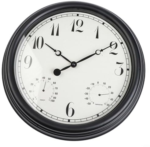 Wetterfeste Outdoor-Uhr und Hygrometer, perfekt für die Überwachung der Bedingungen in Terrassen und Pools