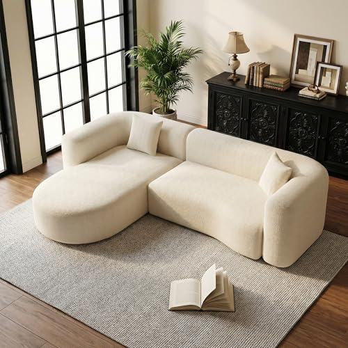 AVAWING Ecksofa 280CM, Pure Foam Installation-Free Eckcouch,ecksofa 3 sitzer,Sofa L Form Wohnzimmer, Beige