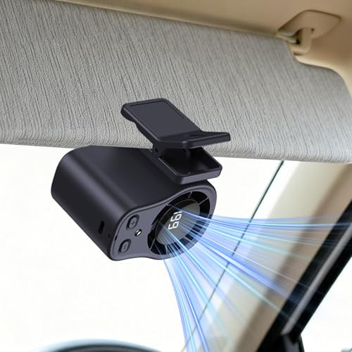 Clip Ventilator Akku 360° Drehung, Mini Ventilator Clip für Auto 13000 U/min, Tragbarer Fan mit LED Licht Beleuchtung, Kinderwagen-Ventilator mit Schutznetz für Reisen Auto Camping Büro (Schwarz)