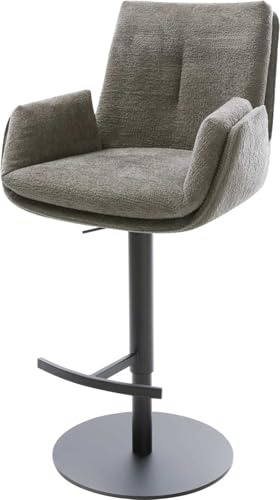 DELIFE Barstuhl Clea-Flex Drehfuß höhenverstellbar Metall Schwarz Bouclé Soft Schlamm