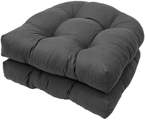 Chingcoo Stuhlkissen Outdoor 2er Set 48×48 cm Halbrund, Sitzkissen Gartenstuhl Dicke & Wasserabweisend, Niedriglehner Auflagen für Balkon, Terrasse & Rattanstuhl (Grau)