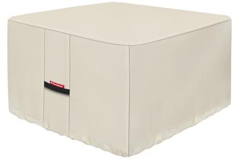 Porch Shield Housse de protection carrée robuste 600D, imperméable et résistante à la décoloration, pour brasero, beige, 81,3 x 81,3 cm