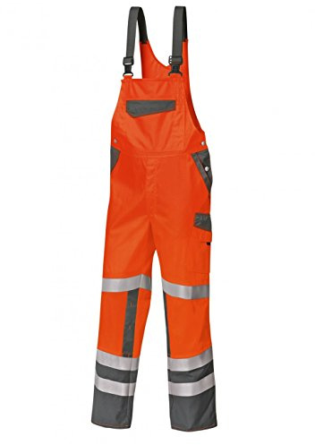 BP 2011-845-8553-56s Latzhose, Stretch-Hosenträger mit Clipbefestigungen, 270,00 g/m² Stoffmischung, Warnorange/dunkelgrau, 56s