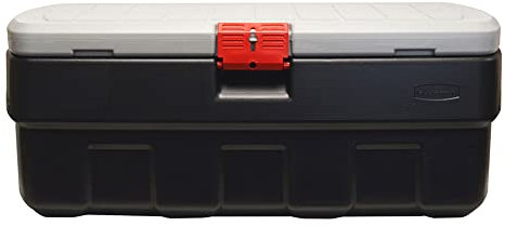 Rubbermaid ActionPacker Lockable Storage Box, 48 Gal, Grey and Black, Outdoor, Industrial, Rugged