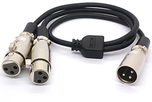 CentBest Câble XLR Y diviseur adaptateur mâle XLR vers double XLR femelle Y, cordon d'extension pour audio micro 50 cm (1 mâle vers 2 femelles)