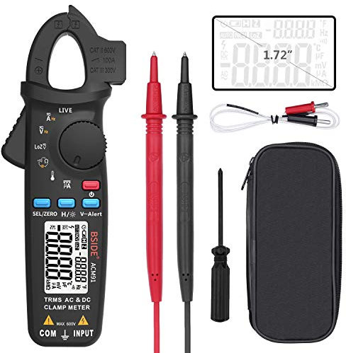 BSIDE ACM91 Digitales Zangenmessgerät, 1 mA AC/DC Strom, True RMS Auto-Ranging, 6000 Counts, Hz, Temperaturkapazität, Live-Check, V-Alert Niederimpedanz Spannungsprüfer