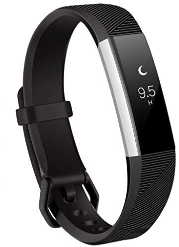 Ersatzarmband kompatibel mit Fitbit Alta, Alta HR, Zubehörarmband, Wechselarmband, Sport Uhrenarmband, Silikon, schwarz, small