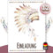 Olgs Indianer Kindergeburtstag Einladungskarten, 12er Set, Boho Cozy Motiv, Ausfüllbar, inkl. Umschläge