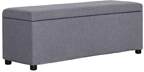 vidaXL Bank mit Staufach Sitzbank Sitzhocker Sitztruhe Flurbank Truhenbank Aufbewahrungsbox Truhe Spielzeugkiste Polsterbank 116cm Hellgrau Polyester
