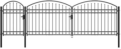 vidaXL Gartenzauntor mit gewölbter Oberseite aus Stahl, 2 x 5 m, Schwarz