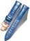 BINLUN Bracelet de Montre en Cuir Femme Homme 12mm-24mm Bracelet de Remplacement avec Boucle de Déploiement Papillon Argent/Or/Or Rose(17mm Bleu-Boucle Or Rose)