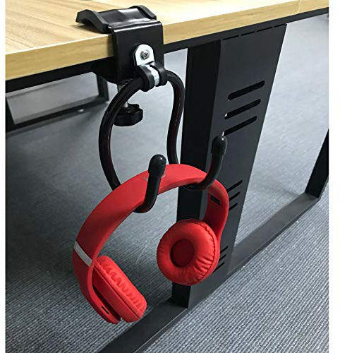 Clamp-On Headphone Stand Headset Holder PC Gaming Headset Hook Hanger, with Adjustable & Rotating Arm Clamp - Horizontal or Vertical Installation - Easy to use. for All Headphones Size - No Headphone