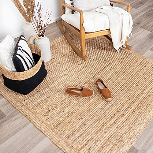 FRAAI | Home & Living Jute Teppich Quadrat - Fair Natur - Jute - Flachgewebe - Einfarbig - Boho, Modern - Wohnzimmer, Esszimmer, Schlafzimmer - Carpet