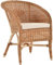 Korb-Outlet Klassischer Rattan Club-Sessel inkl. Polster Beige Rattansessel Flechtsessel (Natur ungeschält)