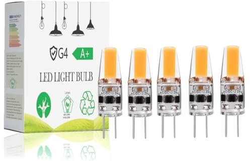 3W G4 LED Lampen Dimmbar, Ersatz für 30W Halogenlampen, Warmweiß 3000K, 300 LM, 12V AC/DC, 360° Abstrahlwinkel, Niedervolt Halogenlampe, 5er Pack