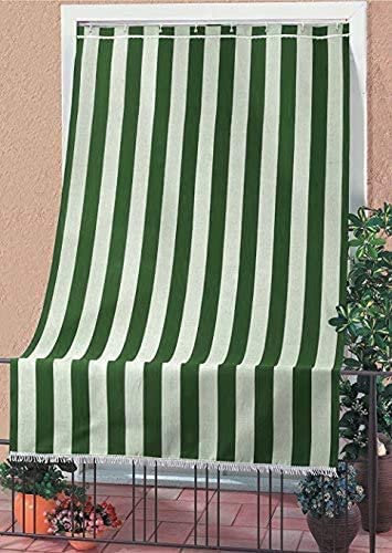 Corredocasa Tenda da Sole a Righe per esterno Balcone Veranda Terrazzo terrazzino casa con Anelli e Ganci Tessuto Resistente da Esterno (200x300 cm,Verde)
