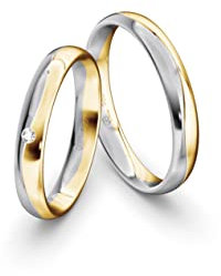 JC Trauringe Gold 585 Gold Paarpreis Poliert I Partnerringe Bicolor mit Gravur in edler Schatulle I 2 Hochzeitsringe Herrenring ohne & Damenring mit Zirkoniasteine I ICT58