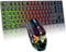 Yrhrol Mechanical Feel Gaming Keyboard and Mouse Combo, 87 Key Retro Punk Typewriter-Style,Rainbow Backlit Keyboard,Cool Breathing Light Lightweight Gaming Mouse for Game and Office (Black)