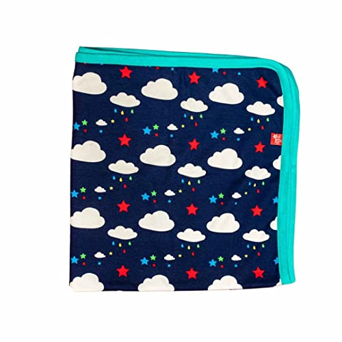 Blade & Rose Weather Baby Blanket – Super Soft Cotton Reversible Blanket for Babies & Todlers, Pram Blanket, Cot Blanket, Pushchair & Travel Blanket, Blue Clouds & Stars, 75 x 100cm