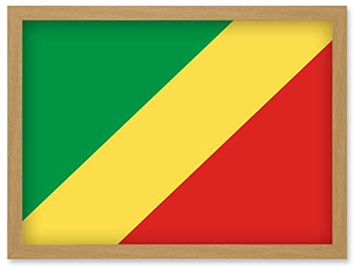 Artery8 Congo National Flag Patriotic Vexillology World Flags Country Region Poster Artwork Framed Wall Art Print A4