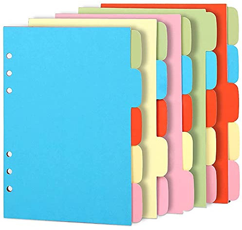 Wresetly 10 SäTze A6 Themen Teiler Papier Blatt, Gelochte Kartei Karten Teiler, Register Teiler für Notizbuch Einsatz Planer