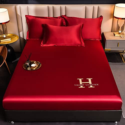 JIANINGHOME voll elastisches Spannbetttuch 150x200,Sommerbett Spannbettlaken Ice Silk Latex Bettlaken Waschbares Set Natürliche wasserdichte Tagesdecken rutschfest Fixiert